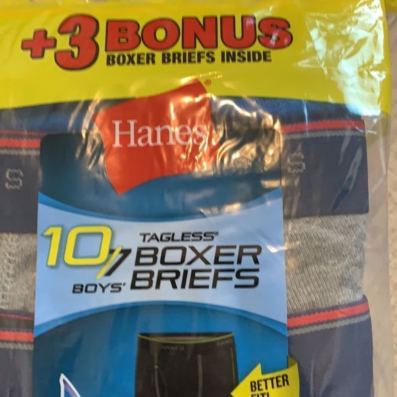 10 Hanes Boxer Tagless Boxer Briefs boys L 14/16 - Picture 2 of 6